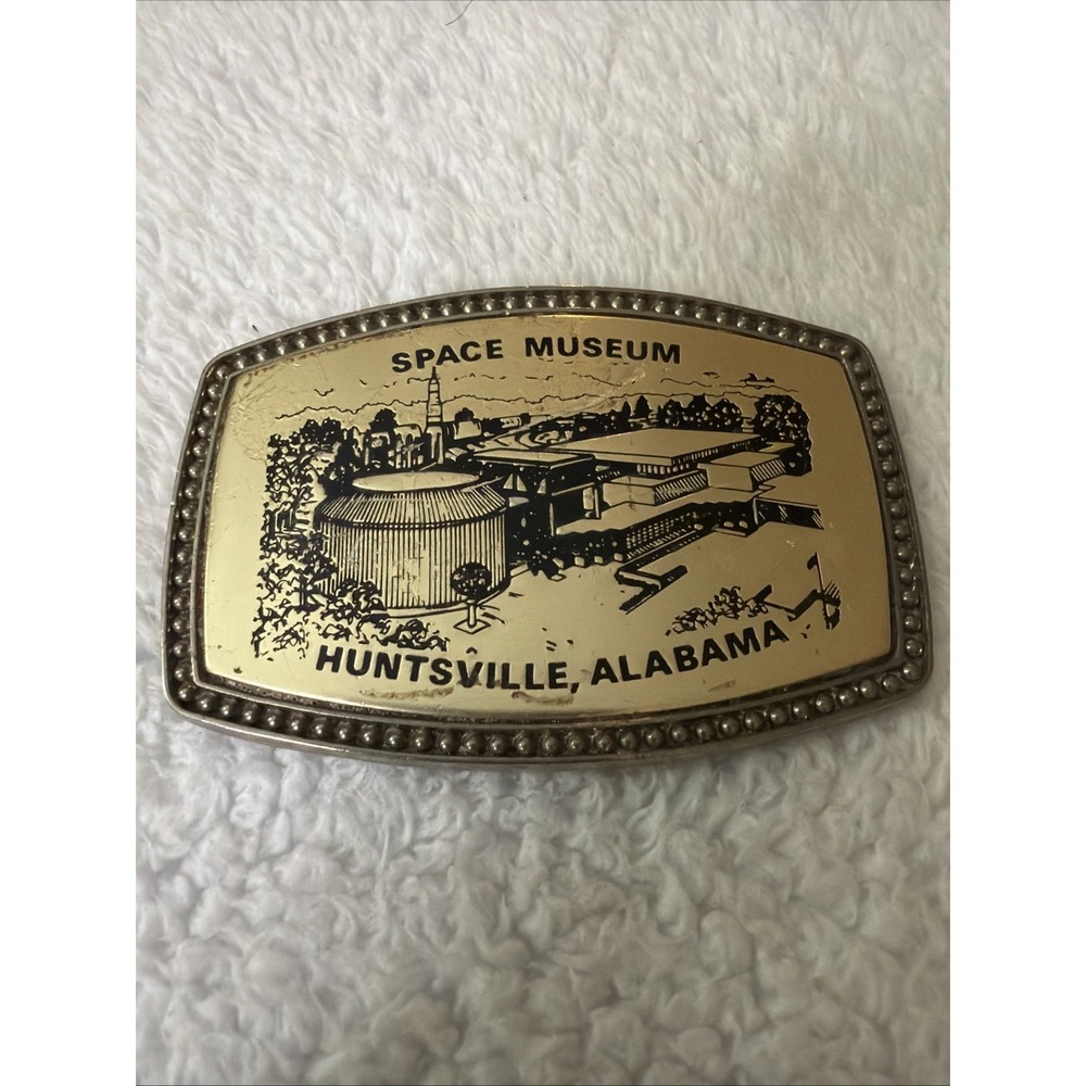 Space Museum Huntsville Alabama Belt Buckle Brass Rocket BB-317 Alumaline 4108